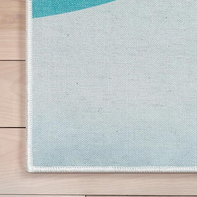 Well Woven Kids Rugs Curved Rainbow 3'3" x 5' Multi Blue Kids Area Rug