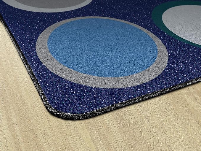 Flagship Carpets Sitting Spots Seating Rectangle Area Rug for Children's Classroom or Kids Playroom, and Home Learning Carpet, Seats 30, 10'6" x 13'2", Cool Blue