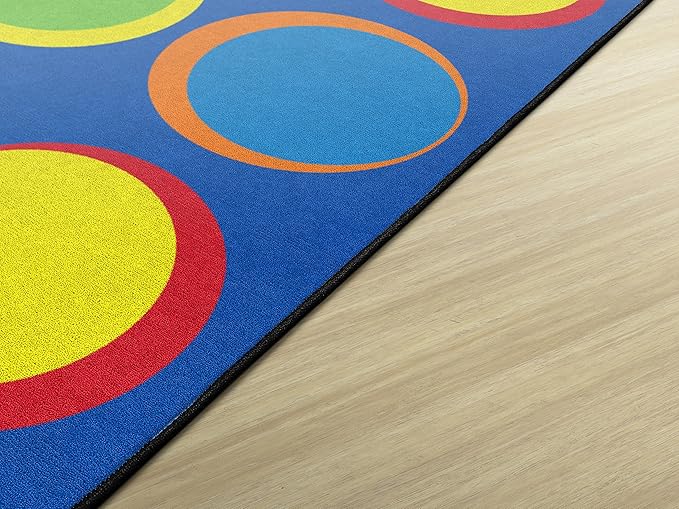 Flagship Carpets Sitting Spots Seating Rectangle Area Rug for Children's Classroom or Kids Playroom, and Home Learning Carpet, Seats 24, 7'6" x 12', Blue