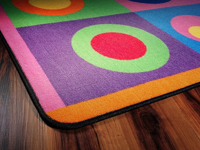 Flagship Carpets Multi Silly Circles Colorful Abstract Children's Classroom Area Rug for Kids Room Seating Décor, Play Carpet for Teaching and Playing, (Seats 30), 7'6" x 12', Rectangle