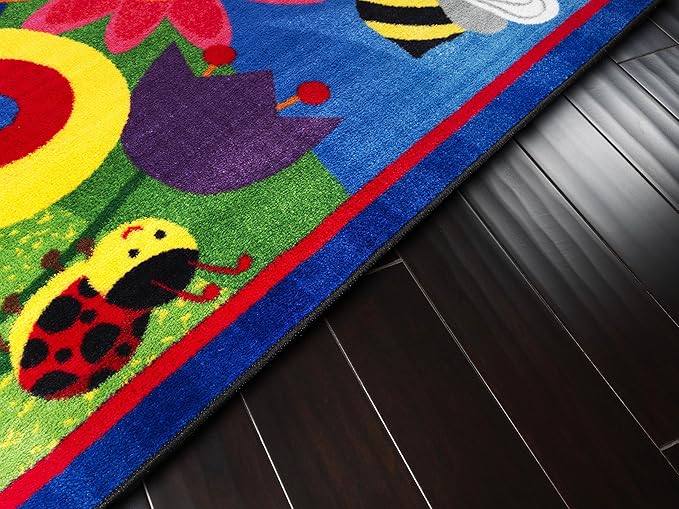 Flagship Carpets Kids and Baby Non Slip Area Rug for Home Learning or Classroom Carpet, Playroom or Kids Bedroom Mat, 3' x 5', Cutie Bugs