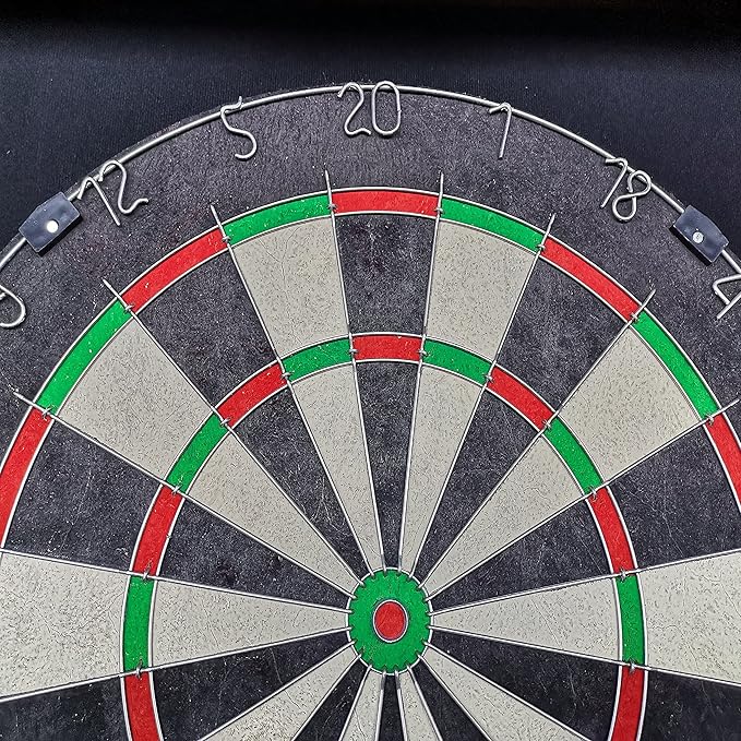 Hathaway Farmington 18-in Bristle Dart Board and Cabinet Set – Includes Self Healing Sisal Board, Rotatable Number Ring, Chalk Scoreboards & Steel-Tip Darts - Complete Dart Accessories - Walnut