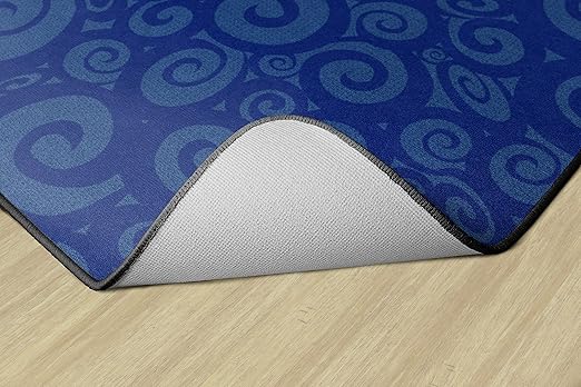 Flagship Swirl Tone on Tone Carpet for Children's Classroom and Bedroom Area Rug, Playroom or Teaching Area for Playtime and Reading, 7'6"x12', Blue