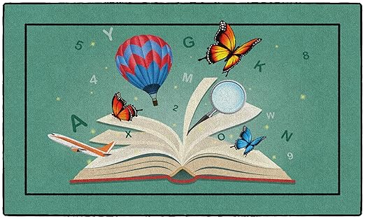 Flagship Carpets Explore Through Reading Children's Educational Area Rug for Kids Bedroom Mat, Home Play Room or Classroom Carpet, 5' x 8', Multicolor