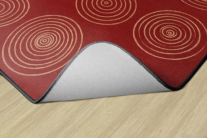 Flagship Carpets Circles Abstract Educational Area Rug for Kids Room Seating Décor, Children's Classroom, Play Carpet for Teaching and Playroom, Seats 20, 6' x 8'4", Brick