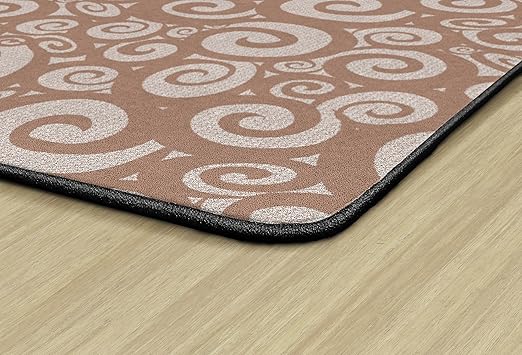 Flagship Carpets Swirl Tone on Tone Carpet for Children's Classroom and Bedroom Area Rug, Playroom or Teaching Area for Playtime and Reading, 7'6" x 12', Almond