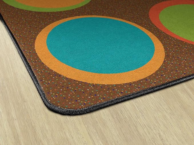 Flagship Carpets Sitting Spots Seating Rectangle Area Rug for Children's Classroom or Kids Playroom, and Home Learning Carpet, Seats 30, 10'6" x 13'2", Brown