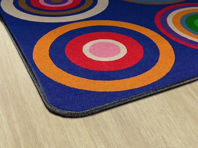 Flagship Carpets Color Rings Colorful Children's Classroom Area Rug for Kids Room Circle Seating Décor, Play Carpet for Teaching and Playing, Seats 35, 10'6"x13'2, Indigo Blue