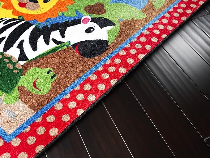 Flagship Carpets Kids and Baby Non Slip Area Rug for Home Learning or Classroom Carpet, Playroom or Kids Bedroom Mat, 3' x 5', Cutie Jungle