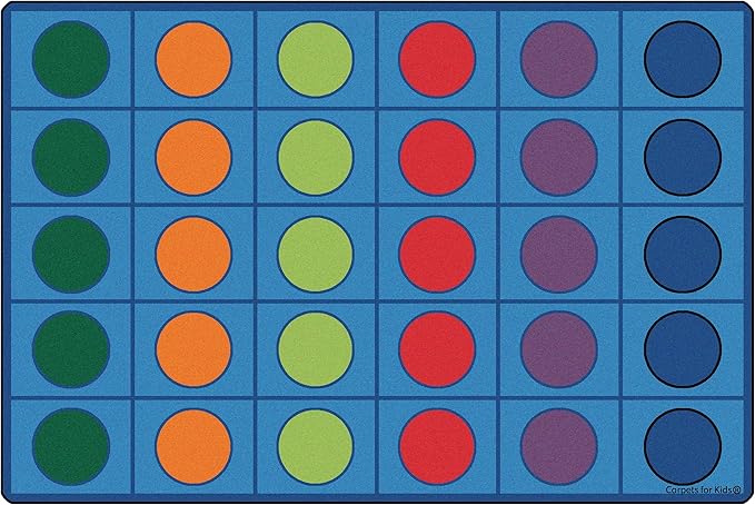 Carpets for Kids 4216 Seating Circles Classroom Circletime Rug Seats 30 Preschoolers 6ft x 9ft Rectangle Blue