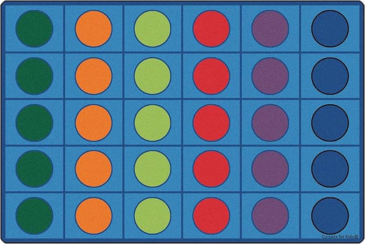 Carpets for Kids 4216 Seating Circles Classroom Circletime Rug Seats 30 Preschoolers 6ft x 9ft Rectangle Blue
