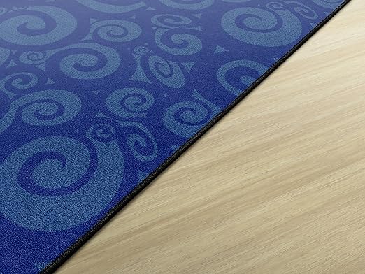 Flagship Swirl Tone on Tone Carpet for Children's Classroom and Bedroom Area Rug, Playroom or Teaching Area for Playtime and Reading, 7'6"x12', Blue