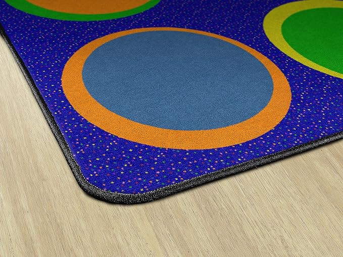 Flagship Carpets Sitting Spots Seating Rectangle Area Rug for Children's Classroom or Kids Playroom, and Home Learning Carpet, Seats 30, 10'6" x 13'2", Blue