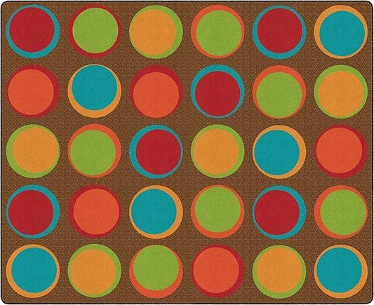 Flagship Carpets Sitting Spots Seating Rectangle Area Rug for Children's Classroom or Kids Playroom, and Home Learning Carpet, Seats 30, 10'6" x 13'2", Brown