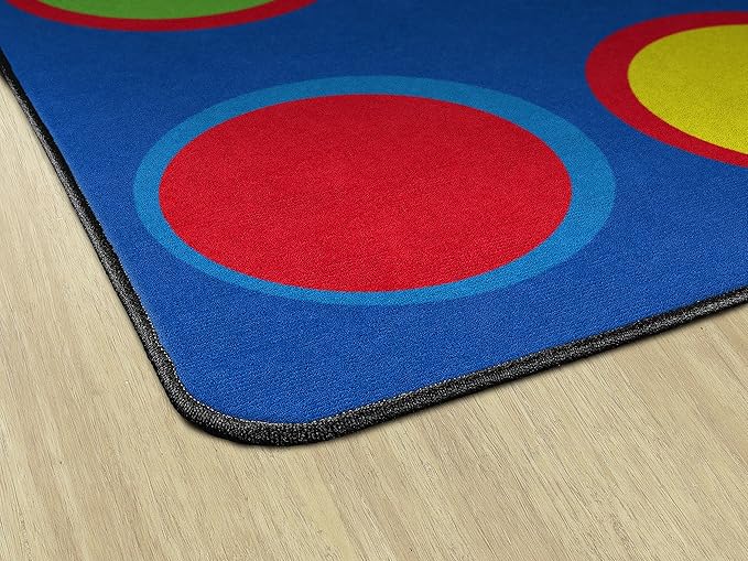 Flagship Carpets Sitting Spots Seating Rectangle Area Rug for Children's Classroom or Kids Playroom, and Home Learning Carpet, Seats 30, 10'6" x 13'2", Blue