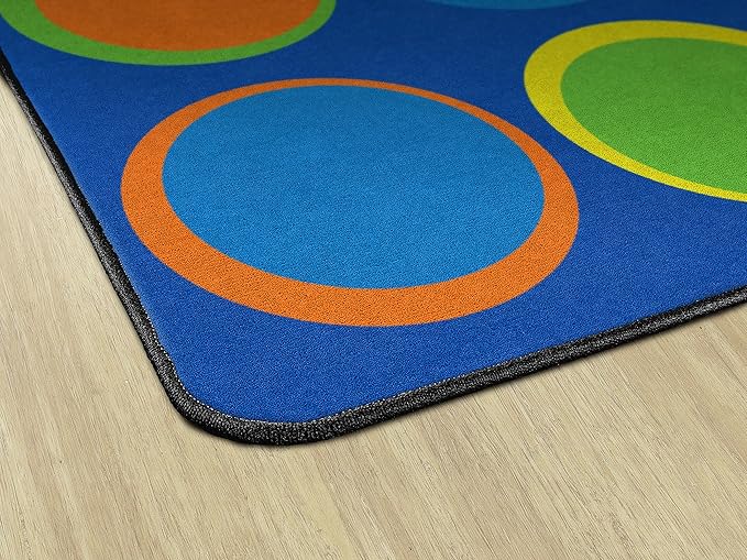 Flagship Carpets Sitting Spots Seating Rectangle Area Rug for Children's Classroom or Kids Playroom, and Home Learning Carpet, Seats 24, 7'6" x 12', Blue