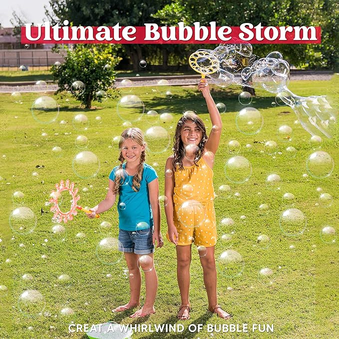 JOYIN Big Bubble Wands Set with with Tray, 21" Giant Bubble Wands Bulk for Kids, Summer, Outdoor Play Period & Birthday Party & Games, 6 Pcs Solution Suitable, Suitable for All Age People