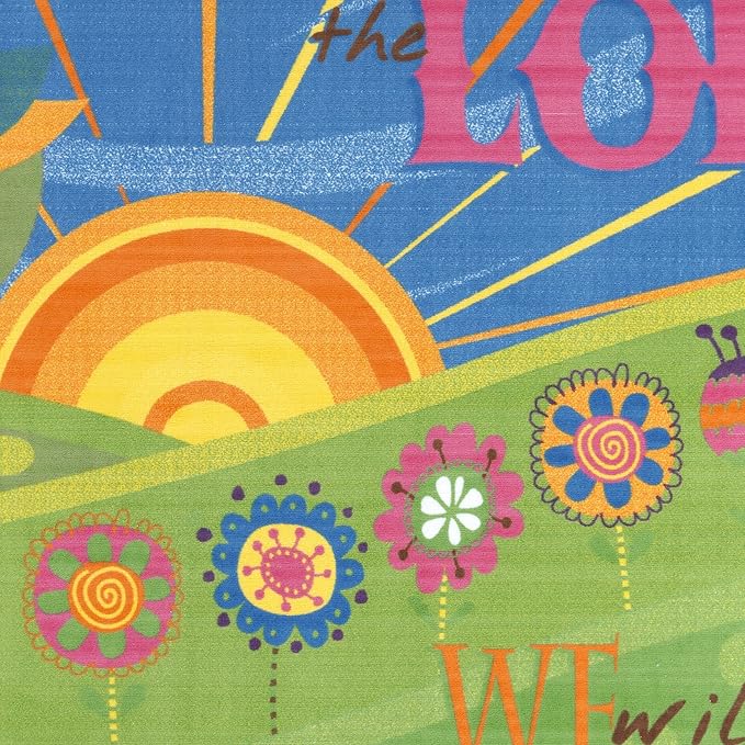Flagship Carpets This is The Day The Lord Has Made Bible Worship Inspirational Multicolor Rug for Children's Classroom Carpet or Daycare Activity Area, 7'6" x 12', Rectangle