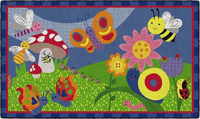 Flagship Carpets Kids and Baby Non Slip Area Rug for Home Learning or Classroom Carpet, Playroom or Kids Bedroom Mat, 3' x 5', Cutie Bugs