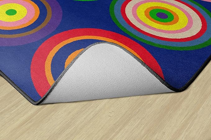 Flagship Carpets Color Rings Colorful Children's Classroom Area Rug for Kids Room Circle Seating Décor, Play Carpet for Teaching and Playing, Seats 35, 10'6"x13'2, Indigo Blue