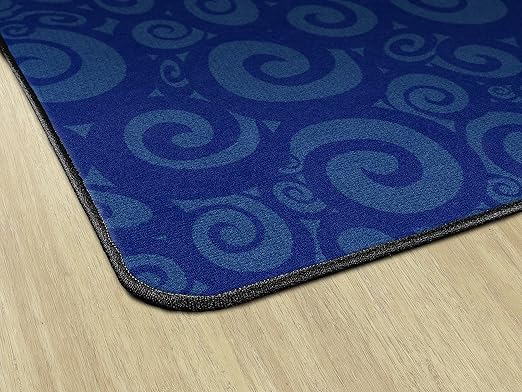 Flagship Swirl Tone on Tone Carpet for Children's Classroom and Bedroom Area Rug, Playroom or Teaching Area for Playtime and Reading, 6' x 8'4", Blue