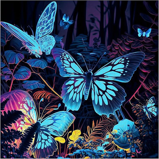 Wooden Puzzles, Butterfly Wooden Jigsaw Puzzles Glow in The Dark, 500 Pieces Unique Shaped Wooden Puzzles for Adults and Kids 16.5 x 16.5 Inch