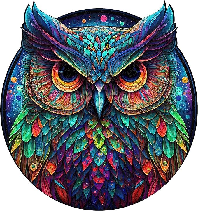 Unique Wooden Jigsaw Puzzles - Cute Owl, 200 Pcs Medium Size 11.2'' x 10.5'', Luxurious Animal Shaped Wood Puzzle, Beautiful Package, Best Gift for Adults
