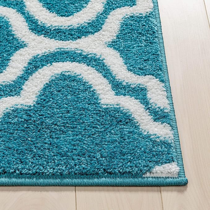 Modern Rug Calipso Blue 3'3" x 5' Lattice Trellis Accent Area Rug Entryway Bright Kids Room Kitchn Bedroom Carpet Bathroom Soft Durable Area Rug