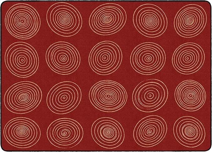 Flagship Carpets Circles Abstract Educational Area Rug for Kids Room Seating Décor, Children's Classroom, Play Carpet for Teaching and Playroom, Seats 20, 6' x 8'4", Brick