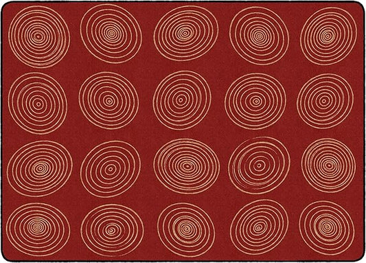 Flagship Carpets Circles Abstract Educational Area Rug for Kids Room Seating Décor, Children's Classroom, Play Carpet for Teaching and Playroom, Seats 20, 6' x 8'4", Brick