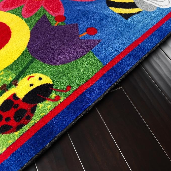 Flagship Carpets Kids and Baby Non Slip Area Rug for Home Learning or Classroom Carpet, Playroom or Kids Bedroom Mat, 3' x 5', Cutie Bugs