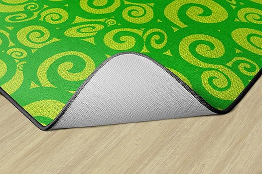 Flagship Carpets Swirl Tone on Tone Carpet for Children's Classroom and Bedroom Area Rug, Playroom or Teaching Area for Playtime and Reading, 7'6" x 12', Lime