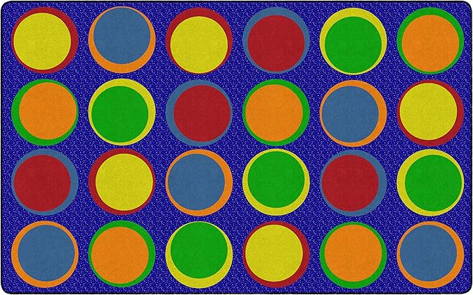 Flagship Carpets Sitting Spots Seating Rectangle Area Rug for Children's Classroom or Kids Playroom, and Home Learning Carpet, Seats 24, 7'6" x 12', Blue
