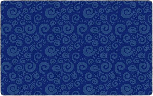 Flagship Swirl Tone on Tone Carpet for Children's Classroom and Bedroom Area Rug, Playroom or Teaching Area for Playtime and Reading, 7'6"x12', Blue