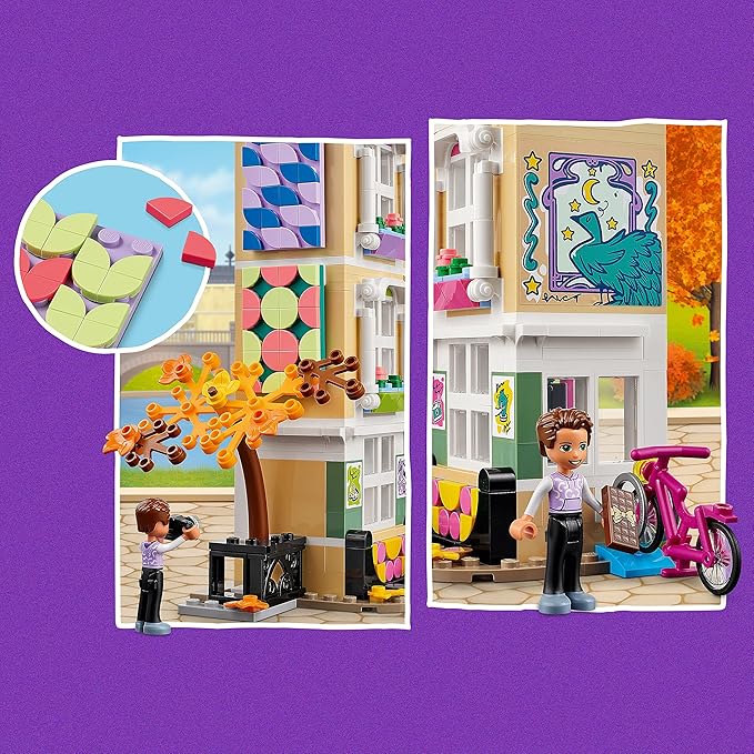 LEGO Friends Emma's Art School House Set 41711, Creative Arts & Crafts Toy with 3 Mini-Dolls, Accessories and DOTS Decor, Birthday Gift Idea for Kids 8-12 Years Old