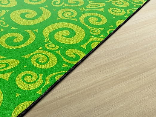 Flagship Carpets Swirl Tone on Tone Carpet for Children's Classroom and Bedroom Area Rug, Playroom or Teaching Area for Playtime and Reading, 10'6" x 13'2", Lime