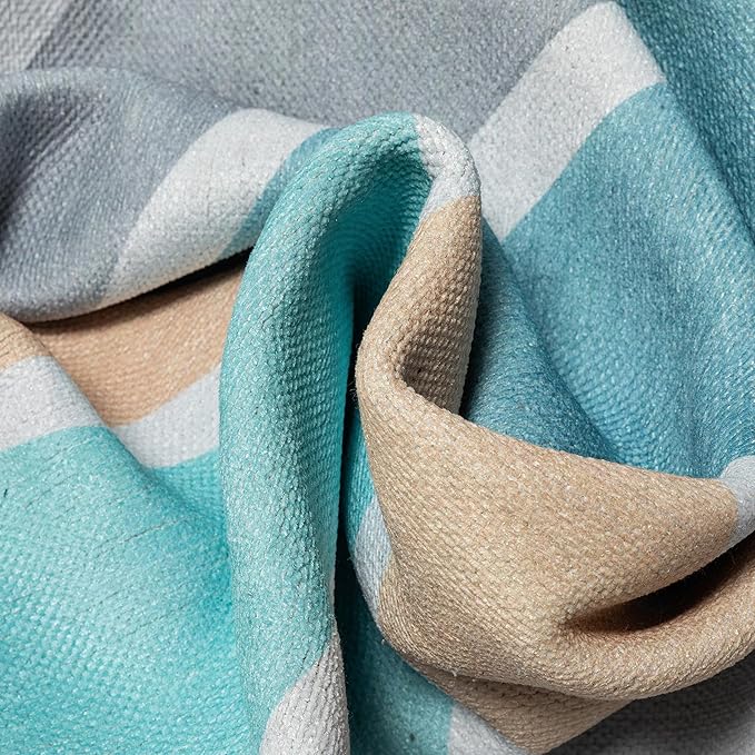 Well Woven Kids Rugs Curved Rainbow 3'3" x 5' Multi Blue Kids Area Rug