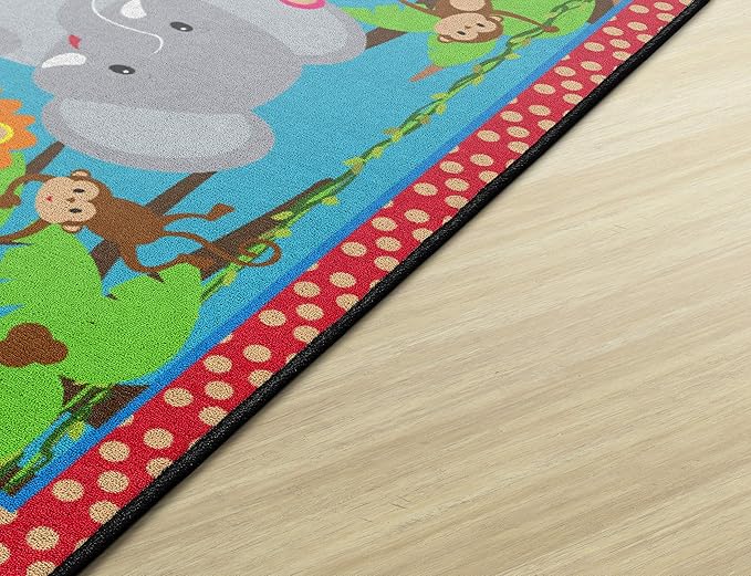 Flagship Carpets Kids and Baby Non Slip Area Rug for Home Learning or Classroom Carpet, Playroom or Kids Bedroom Mat, 3' x 5', Cutie Jungle
