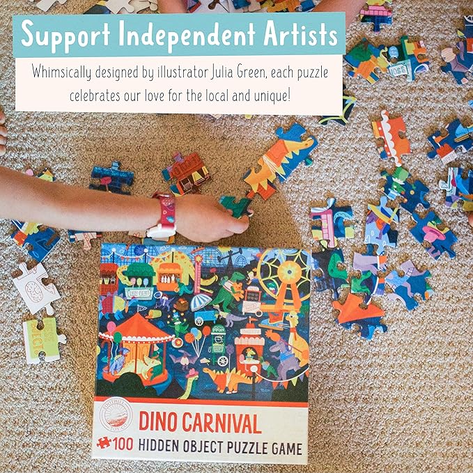 Children’s Jigsaw Puzzle | Unique Dinosaur Art | Educational Gift for Kids 3-8, Dino Carnival - 48 Piece