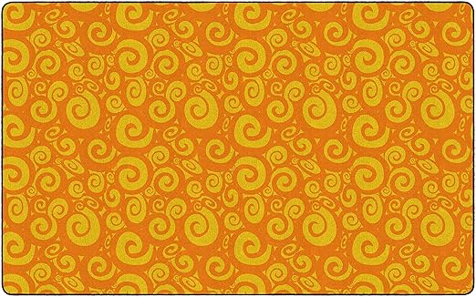 Flagship Carpets Swirl Tone on Tone Carpet for Children's Classroom and Bedroom Area Rug, Playroom or Teaching Area for Playtime and Reading, 7'6" x 12', Orange