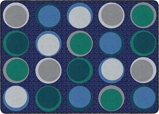 Flagship Carpets Sitting Spots Seating Rectangle Area Rug for Children's Classroom or Kids Playroom, and Home Learning Carpet, Seats 20, 6' x 8'4", Cool Blue