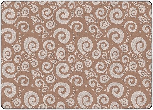 Flagship Carpets Swirl Tone on Tone Carpet for Children's Classroom and Bedroom Area Rug, Playroom or Teaching Area for Playtime and Reading, 6' x 8'4", Almond