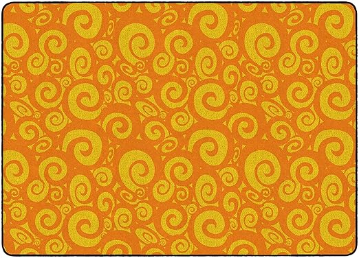 Flagship Carpets Swirl Tone on Tone Carpet for Children's Classroom and Bedroom Area Rug, Playroom or Teaching Area for Playtime and Reading, 6' x 8'4", Orange