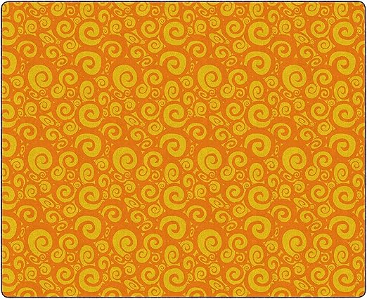 Flagship Swirl Tone on Tone Carpet for Children's Classroom and Bedroom Area Rug, Playroom or Teaching Area for Playtime and Reading, 10'6" x 13'2", Orange
